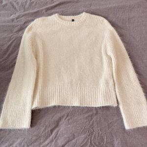H&M women's white mohair sweater size L